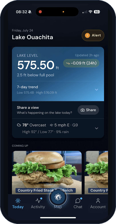 MyLake Today screen